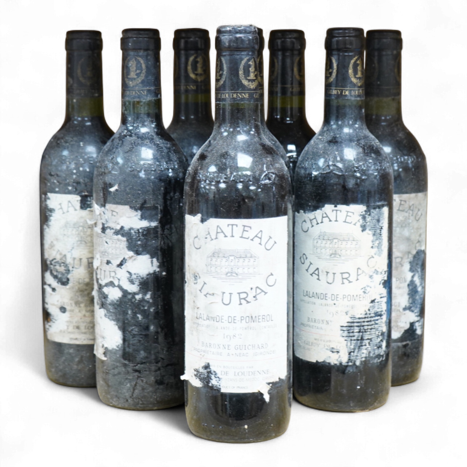 Eight bottles of Chateau Siaurac 1982, labels defective
